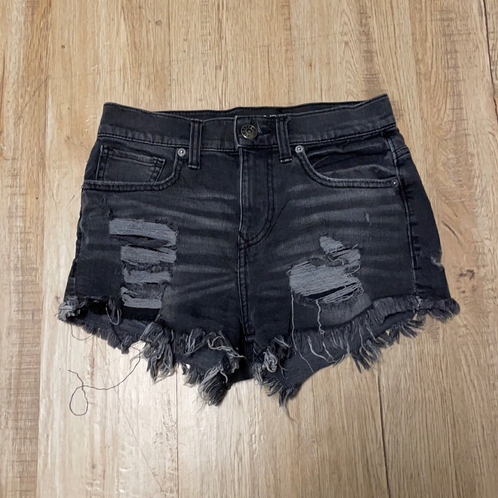 Charcoal Grey Distressed Express Shorts